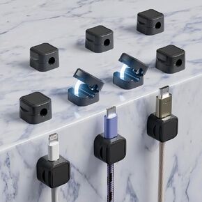 10Pack Magnetic Cable Clips, Cord Organizer and Management, Under Desk Cable Management, Adhesive Home Office Wire Sets Holder Keeper (Black)