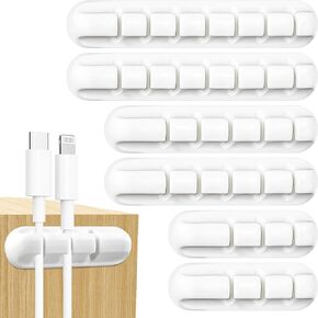 6 Pack Cord Holder, Cable Holder Organizer with 3, 5, 7 Slots, Self-Adhesive Desk Cord Organizer, Versatile Cable Holders for Charging Cable, Data Cable, Office and Home Cable Management