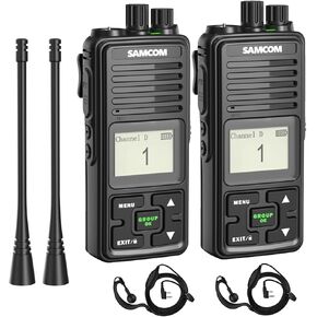SAMCOM Long Range Two Way Radios 3000mAh High Power 2 Way Radios Rechargeable, 2 Watts UHF Walkie Talkies for Adults with Earpiece, Group PTT Button Programmed Business Radios, 9 Pcs