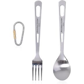 iBasingo Titanium Tableware Camping Fork Spoon Outdoor Cutlery Set Travel Utensils for Picnic Hiking Backpacking Home Use