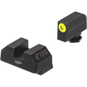 Night Fision Costa Ludus Night Sight Set Compatible with Glock 42/43/43x/43XMOS - Yellow Front Ring, Rear Sight with Horizontal Tritium Bar