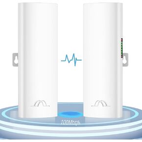 Wireless Bridge, bluedery 5.8G Outdoor CPE Point to Point Long Range Access with 14DBi High Gain Antenna, PoE Adapter, 2 RJ45 LAN Ethernet Port, 2-Pack