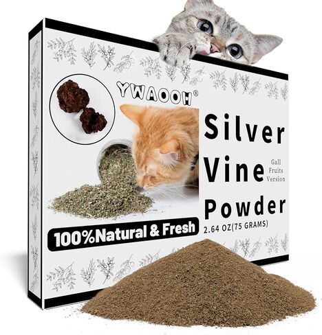 Silvervine Powder for Cats - 100% Natural Catnip Alternative, 45g (1.58oz), 5 Resealable Pouches, Safe for All Cat Ages, Matatabi Gall Fruit Powder in Kuwait