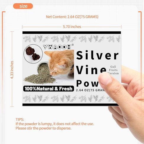 Silvervine Powder for Cats - 100% Natural Catnip Alternative, 45g (1.58oz), 5 Resealable Pouches, Safe for All Cat Ages, Matatabi Gall Fruit Powder in Kuwait