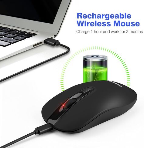 Leadsail Wireless Slim USB Mouse, Silent Click 3 Levels, 4 Buttons Laptop Mouse for Windows Mac PC Notebook in Kuwait
