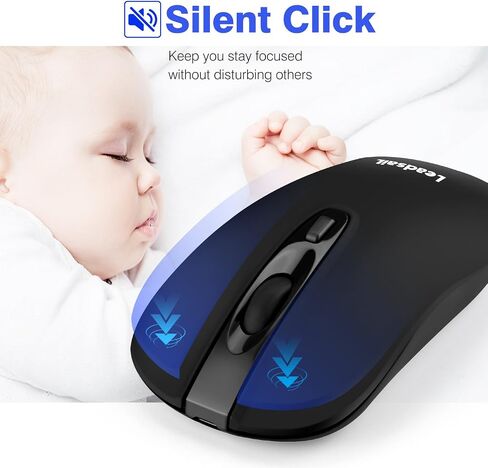 Leadsail Wireless Slim USB Mouse, Silent Click 3 Levels, 4 Buttons Laptop Mouse for Windows Mac PC Notebook in Kuwait