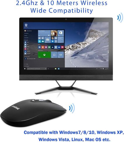 Leadsail Wireless Slim USB Mouse, Silent Click 3 Levels, 4 Buttons Laptop Mouse for Windows Mac PC Notebook in Kuwait