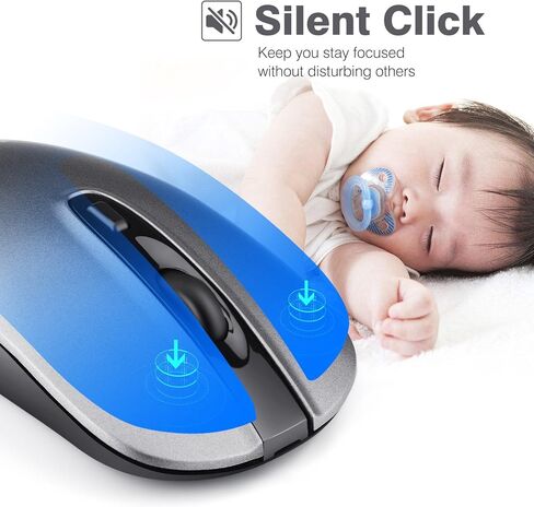 LeadsaiL Rechargeable Wireless Computer Mouse, 2.4G Portable Slim Cordless Mouse Less Noise for Laptop Optical Mouse with 5 Adjustable DPI Levels USB Mouse for Laptop, Deskbtop, MacBook in Kuwait