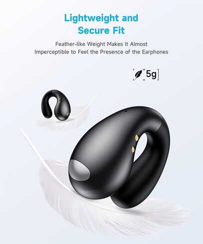 Ultra Open Ear Clip Earbuds - Bone Conduction Headphones with Wireless Bluetooth, Lightweight Clip on Ear Buds, Over The Ear Comfort for Fitness, Running and Gym, Designed for Small Ears in Saudi Arabia