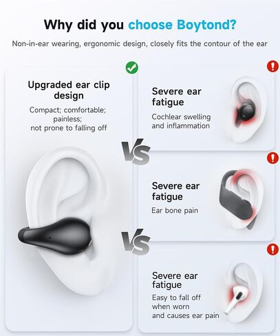 Ultra Open Ear Clip Earbuds - Bone Conduction Headphones with Wireless Bluetooth, Lightweight Clip on Ear Buds, Over The Ear Comfort for Fitness, Running and Gym, Designed for Small Ears in Saudi Arabia