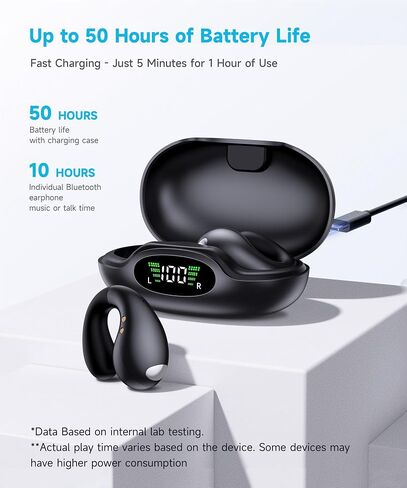 Ultra Open Ear Clip Earbuds - Bone Conduction Headphones with Wireless Bluetooth, Lightweight Clip on Ear Buds, Over The Ear Comfort for Fitness, Running and Gym, Designed for Small Ears in Saudi Arabia