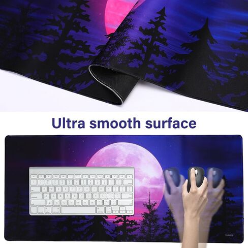 MOSISO Desk Pad Mat Keyboard Mouse Pad Set, Large Gaming Mouse Pad&Keyboard Wrist Rest&Mouse Pad with Wrist Rest&Coaster, Ergonomic Non-Slip Mousepad with Memory Foam for Home Office, Moonlit Night in Saudi Arabia