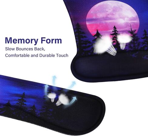 MOSISO Desk Pad Mat Keyboard Mouse Pad Set, Large Gaming Mouse Pad&Keyboard Wrist Rest&Mouse Pad with Wrist Rest&Coaster, Ergonomic Non-Slip Mousepad with Memory Foam for Home Office, Moonlit Night in Saudi Arabia