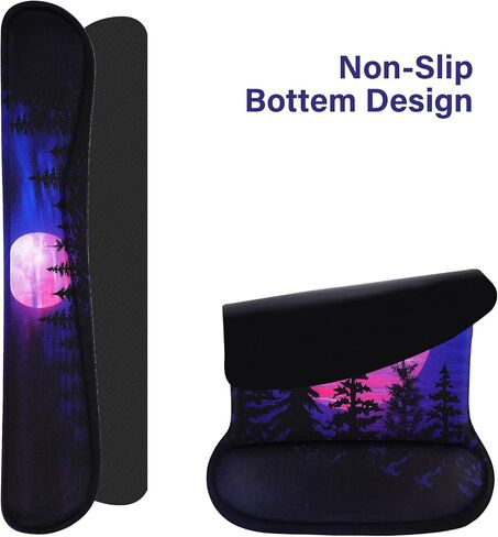 MOSISO Desk Pad Mat Keyboard Mouse Pad Set, Large Gaming Mouse Pad&Keyboard Wrist Rest&Mouse Pad with Wrist Rest&Coaster, Ergonomic Non-Slip Mousepad with Memory Foam for Home Office, Moonlit Night in Saudi Arabia