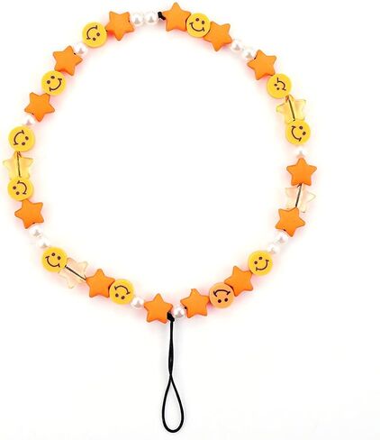 3pcs Beaded Phone Lanyard Wrist Strap Fruit Star Pearl Rainbow Color Beaded Phone Charm for Girls in Saudi Arabia