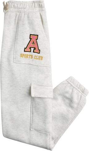Real Love Girls' Sweatpants - 2 Pack Fleece Cargo & Basic Classic Jogger Sweatpants - Cozy Cargo Jogger Pants for Girls, 7-16 in Kuwait