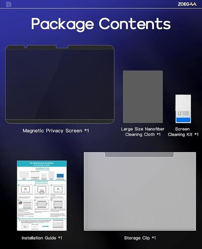 ZOEGAA Screen Protector for iPad Pro 12.9, Magnetic Removable Anti-Blue Light Filter, Compatible with 2022, 2021, 2020, 2018 Models in Saudi Arabia