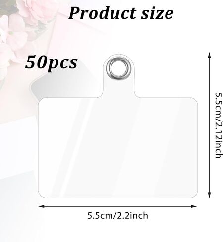 50 Pcs Universal Phone Tether Patches Phone Lanyard Tab TPU Safety Replacement Patches Transparent Cell Phones Case Safety Lanyard with Metal Ring Non Adhesive Cellphone Patches in Saudi Arabia