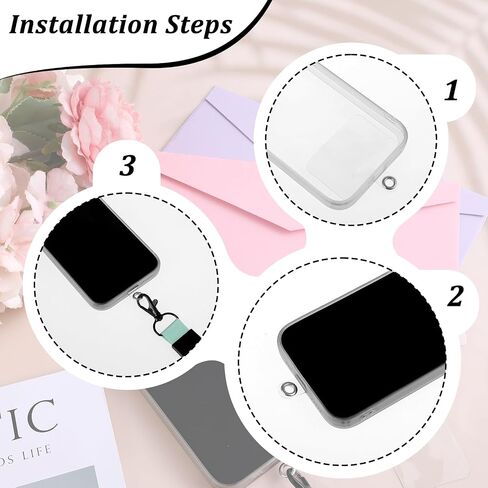 50 Pcs Universal Phone Tether Patches Phone Lanyard Tab TPU Safety Replacement Patches Transparent Cell Phones Case Safety Lanyard with Metal Ring Non Adhesive Cellphone Patches in Saudi Arabia