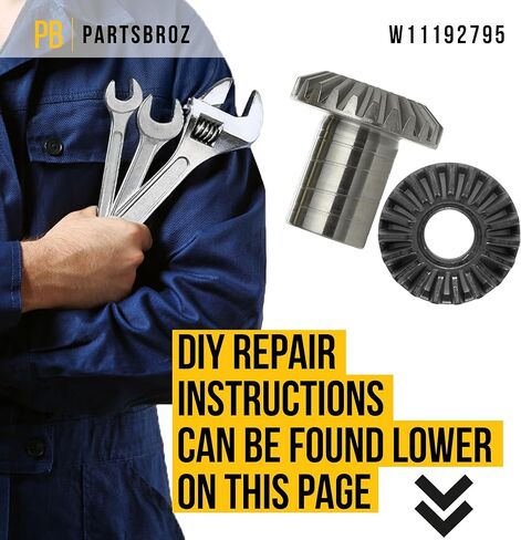 مجموعة التروس المشطوفة PartsBroz W11192795 - متوافقة مع خلاطات كيتشن إيد ويرلبول - تحل محل AP6286924 WP9703337 9703337 9703338 WP9703338 4161404 4169868 4582676 PS12348886 W11044501 W11175144 in Kuwait