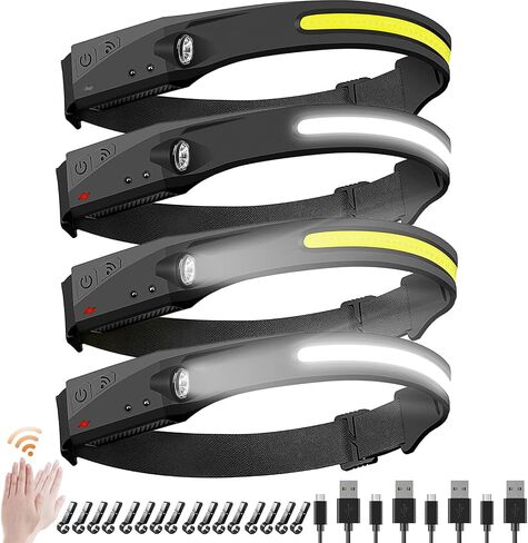 Headlamp 3 Pack, Rechargeable 230° Wide Beam Headlamps, 5 Lighting Modes, Motion Sensor Headlamp, Adjustable Headband, Lightweight Waterproof Headlight for Fishing, Camping… in Saudi Arabia