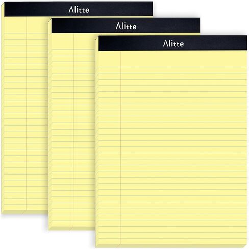 Alitte Yellow Legal Notepads 8.5 x 11, Pack of 12 - Perforated Wide Ruled Writing Pad - Premium Thick Paper, No Ink Bleeding - Blank Legal Pads For Home, Office, School, Business - 50 Sheets Per in Kuwait