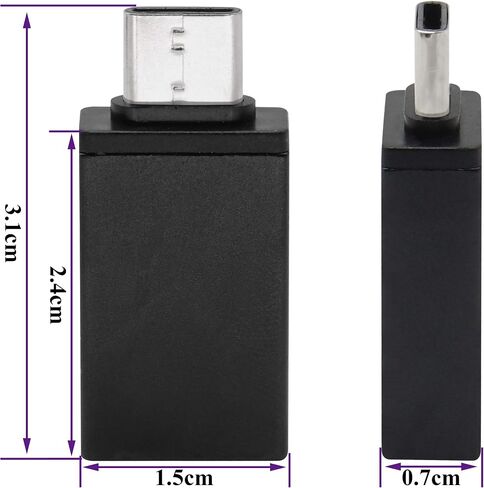 Type C to USB 2.0 Adapter Aluminum Type C Male to USB A 2.0 Female Converter, On The Go (OTG) for Smartphone, Laptops,Mouse Keyboards, More USB and Type-C Devices(2 Pack-Black) in Saudi Arabia