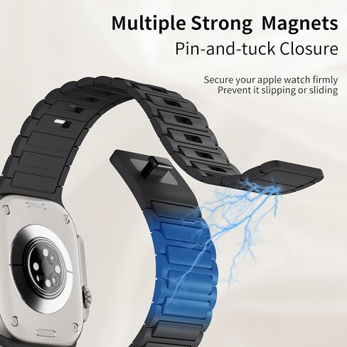 Magnetic Sport Band for Apple Watch Ultra/2 Band 49mm 45mm 46mm 44mm 42mm 41mm 40mm 38mm for Apple Watch Bands for Men/Women,Silicone Link Loop Wristbands Strap iWatch Series 10 9 8 7 6 5 4 3 se 2nd in Kuwait