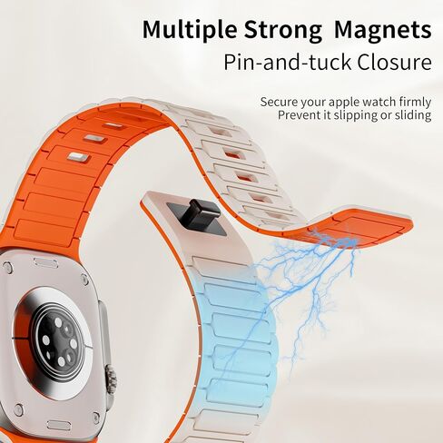 Magnetic Sport Band for Apple Watch Ultra/2 Band 49mm 45mm 46mm 44mm 42mm 41mm 40mm 38mm for Apple Watch Bands for Men/Women,Silicone Link Loop Wristbands Strap iWatch Series 10 9 8 7 6 5 4 3 se 2nd in Kuwait