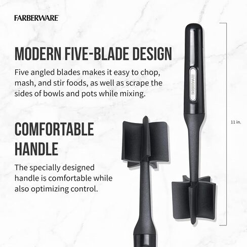 Farberware Heat Resistant Nylon Meat and Potato Masher Safe for Non-Stick Cookware, 10 inch, Aqua in Kuwait