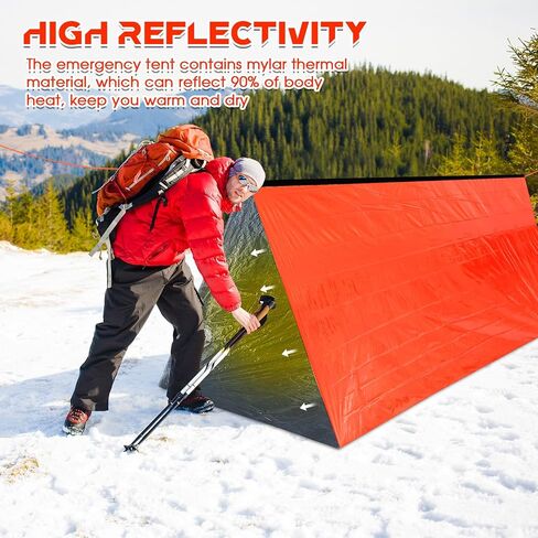 Woanger 10/20 Pcs Emergency Thermal Tent Survival Shelter Ten 8 ft x 3 ft Emergency Tent 2 Person Tube Tent Lightweight Camping Tents Shelters for Hiking Backpacking Camping Outdoor in Kuwait