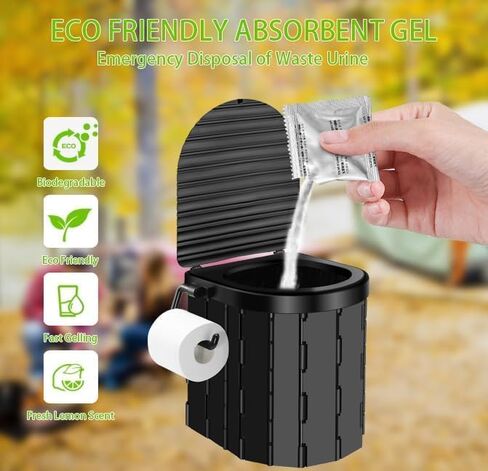 Portable Toilet Kit, Camping Toilet with Pop-Up Privacy Tent and Poo Gel Toilet Bags, Washable Portable Outdoor Showers Changing Rooms in Kuwait