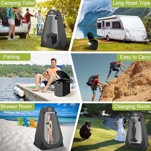 Portable Toilet Kit, Camping Toilet with Pop-Up Privacy Tent and Poo Gel Toilet Bags, Washable Portable Outdoor Showers Changing Rooms in Kuwait