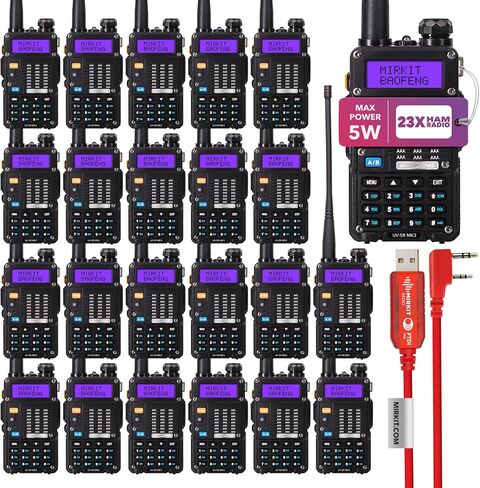راديو Mirkit Baofeng UV-5R MK3X ذو الطاقة القانونية ثلاثي الموجات 2024 VHF/UHF 144-148/222-225/420-450 ميجاهرتز - جهاز اتصال لاسلكي مع بطارية ليثيوم أيون Baofeng بقدرة 2100 مللي أمبير في الساعة، وحبل حزام الرقبة، مشغل راديو Mirkit Ham in Saudi Arabia