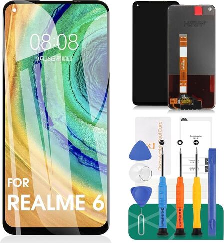 لشاشة اللمس Realme 6 RMX2001 لشاشة Realme 6 البديلة لاستبدال مجموعة أدوات إصلاح محول الأرقام LCD Realme 6 (أسود) in Saudi Arabia