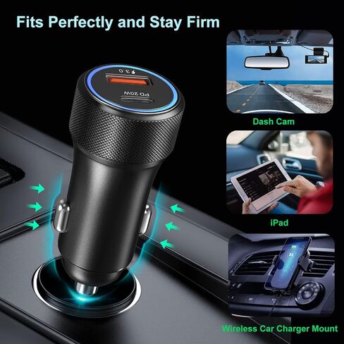 Super Fast Charger Type C,Bangfun 25W USB C Wall/Car Charger Adapter for Samsung Galaxy S24/S23/S22 Ultra/S21/S20 fe/S10,Note 20/10,A13/A53/A54/A71,Pixel 6A/7 Pro with 2Pack 6.6ft USB C Cable (Black) in Kuwait