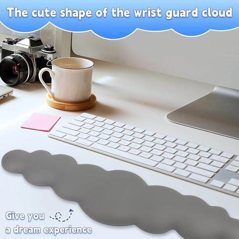 مسند معصم سحابي للوحة المفاتيح للكمبيوتر، وسادة لوحة مفاتيح من جلد البولي يوريثان الناعم، وسادة معصم من إسفنج الذاكرة عالية الكثافة مع قاعدة غير قابلة للانزلاق لكتابة مسند اليد للوحة المفاتيح وتخفيف الألم للكمبيوتر المحمول والمكتب المنزلي (رمادي) in Kuwait