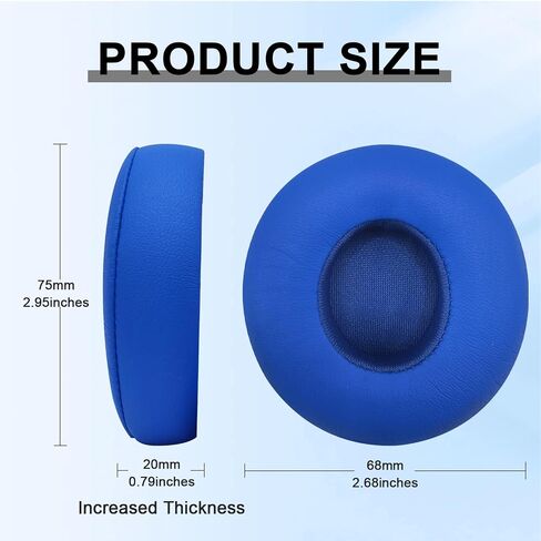 Replacement Ear Pads for Beats Solo 2 & Solo 3 Wireless On-Ear Headphones, Ear Cushions, Headset Earpads, Ear Cups Cover with Soft Protein Leather (Blue) in Saudi Arabia