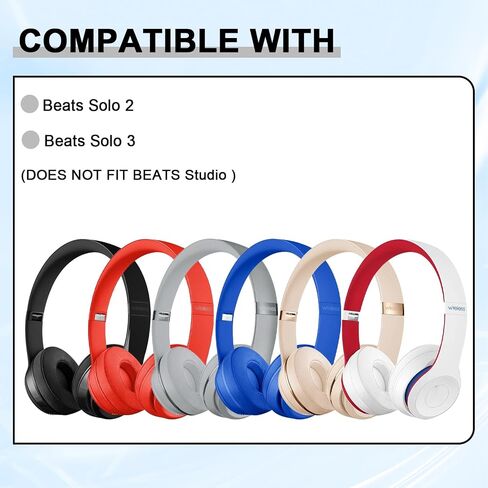 Replacement Ear Pads for Beats Solo 2 & Solo 3 Wireless On-Ear Headphones, Ear Cushions, Headset Earpads, Ear Cups Cover with Soft Protein Leather (Blue) in Saudi Arabia