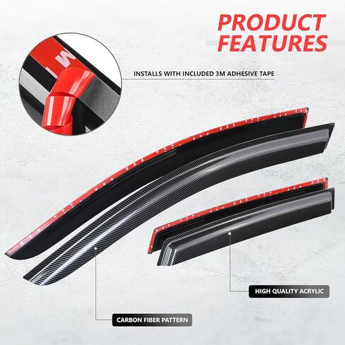 DNA MOTORING WVS-T2-0089 Vent Window Visor Deflector Rain/Sun Guard (4pcs, Dark Smoke), 1 Pack in Saudi Arabia