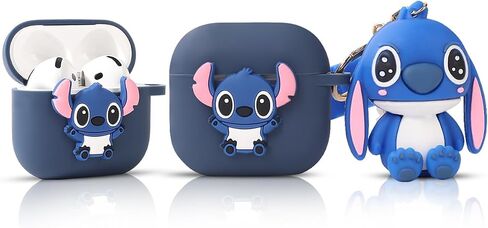 Folaxshoo Silicone Case Compatible with Airpods 4 Generation Cute Cartoon Funny Case Cover with Doll and Cleaner Kit (Stitch) in Saudi Arabia