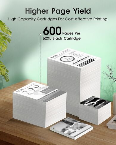 62XL Ink Cartridges Black Remanufactured for HP Ink 62 (2 Black) for HP 62XL Black Ink Cartridge Works with HP ENVY 5540 5544 5545 5642 5660 5664 7640 7645, OfficeJet 200 250 258 5740 5745 5746 Series in Saudi Arabia
