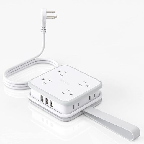 NTONPOWER قطاع طاقة بقابس مسطح، سلك تمديد بطول 5 أقدام مع منافذ متعددة، موسع 3 منافذ جانبية مع 8 منافذ واسعة و3 منافذ USB، حامل على الحائط، حماية من التحميل الزائد، فكرة للمنزل، النوم، السفر in Saudi Arabia