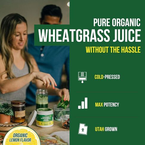 Organic Barley Grass Juice Powder - Grown in Volcanic Soil of Utah - Raw & BioActive Form, Cold-Pressed then CO2 Dried – Gluten Free, GMO free, Vegan - Complements Wheatgrass Juice Powder - 5.3 oz in Kuwait