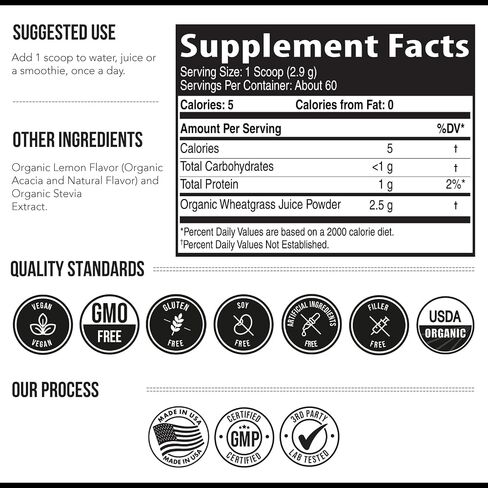 Organic Barley Grass Juice Powder - Grown in Volcanic Soil of Utah - Raw & BioActive Form, Cold-Pressed then CO2 Dried – Gluten Free, GMO free, Vegan - Complements Wheatgrass Juice Powder - 5.3 oz in Kuwait