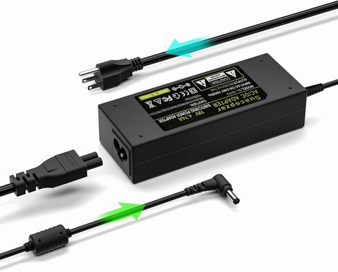 90W DC19V 4.74A Laptop Charger for Asus Toshiba AC Adapter Laptop PC Computer Charger Power Cord, 3 Pin 90 Watt AC to DC 19V Switching Power Supply with 10.56ft Long Cable, 5.5x2.5mm Plug in Kuwait