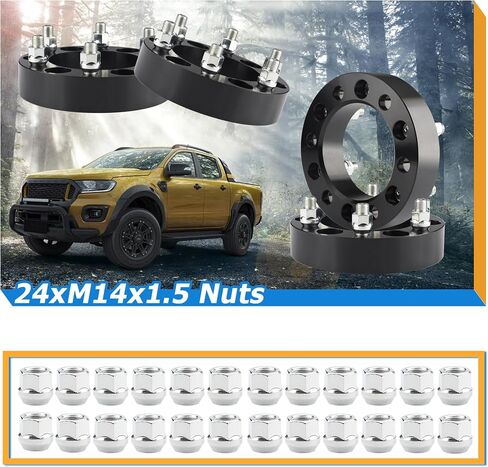 YIZBAP 2 قطعة محولات عجلة 6x5.5 إلى 5x5، 2 بوصة 6x139.7 مم إلى 5x127 مم محولات عجلة 108 مم مع مسافة خيط 14x1.5 in Kuwait
