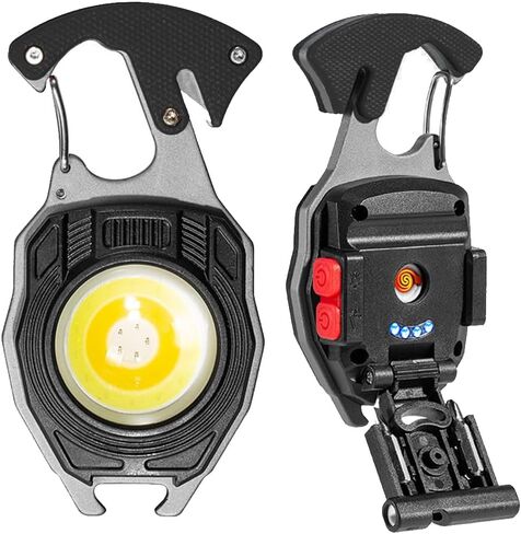 LED Small Flashlight Multitool, Rechargeable Keychain Light, COB Multi-Function Mini Work Light, 500 Lumens, 7 Lighting Modes with Electric Lighter, Seat Belt Cutter, Screwdriver, Whistle in Kuwait