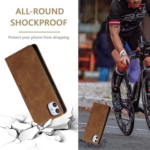 QLTYPRI Wallet Case for iPhone 11[6.1 Inch], Vintage Folio PU Leather Case with Card Slots Magnetic Closure Kickstand Flip Shockproof Phone Cover for iPhone 11 - Brown in Saudi Arabia