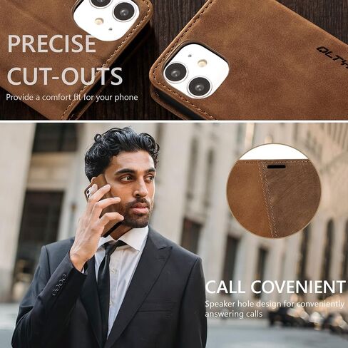 QLTYPRI Wallet Case for iPhone 11[6.1 Inch], Vintage Folio PU Leather Case with Card Slots Magnetic Closure Kickstand Flip Shockproof Phone Cover for iPhone 11 - Brown in Saudi Arabia